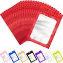 100 Pcs Resealable Mylar Bags with Frosted Clear Window Packaging Bags Foil Pouch Zipper Bag for Food Self Sealing Storage Supplies (5.51x7.87 inches, Red)
