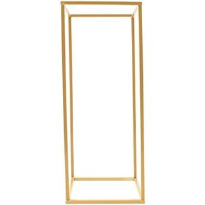 Gold Square Metal Wedding Arch Prop Frame Garden Arbor Flowers Balloon Backdrop Stand Wreath Flower Plant Stand for Wedding Birthday Event Backdrop Decor Indoor Outdoor Use (4PCS)