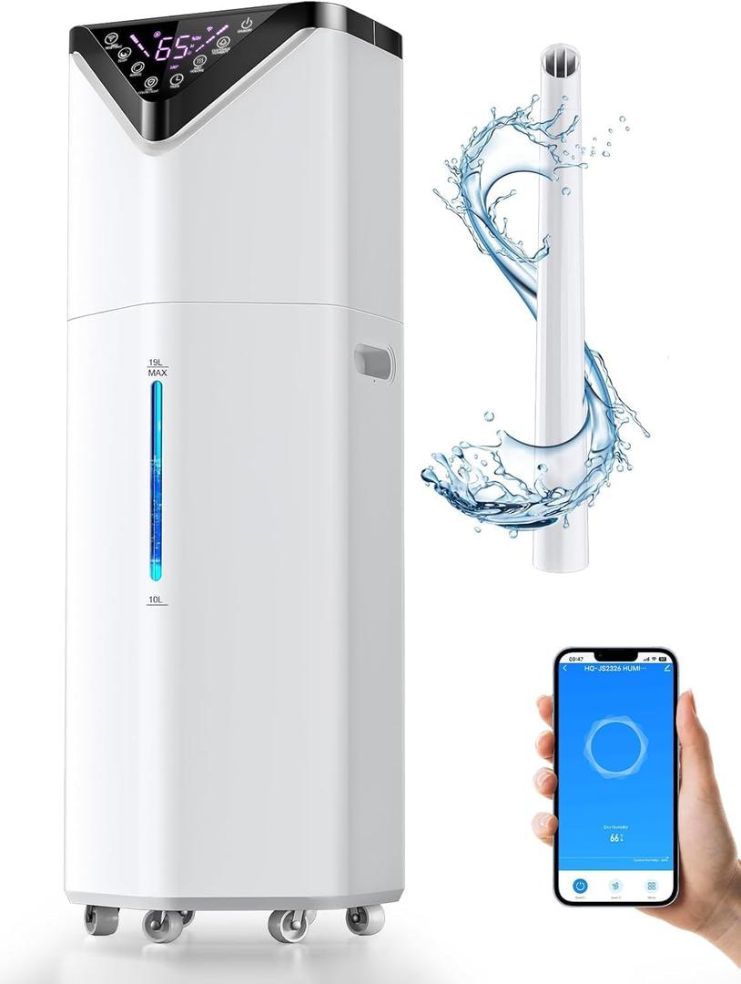19L/5Gal Humidifiers for Bedroom Large Room 2800 sq ft, Quiet Humidifiers for Large Room, Floor Humidifier with 3 Mist Mode & Auto 180Mist Tube for Home Whole House School Office Commercial Plants