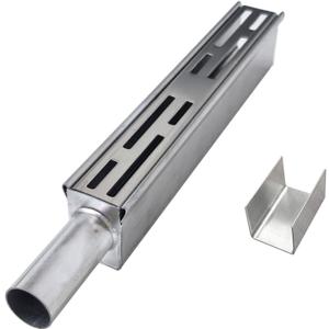 Pool Deck Drain Channel Accessories, End Cap with 13/16" Diameter Round Pipe Side Outlet & 1 Connectors for 1-1/4" Wide SXSJMY Pool Drains/Mini Water Drainage Channel (Silver)