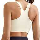 Promover Padded Sports Bras for Women Y-Back Racerback Seamless Medium Supportive Ribbed Yoga Cami Bra, S