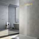 Rain Shower Head Brushed Gold with Extension Arm 12 Inch Square Shower Head with 16 Inch Shower Arm Large Stainless Steel Rainfall Showerhead Waterfall Full Body Coverage