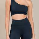 ODODOS Seamless Biker Shorts for Women 5" Inseam Ribbed High Waisted Running Yoga Shorts, Lycra Deep Blue, Medium (Black, M)