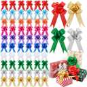 100 Pcs 5 Inch Christmas Pull Bows for Gift Wrapping, Gift Wrapping Pull Bows with Ribbon for Christmas Presents Wedding Decor Basket Bag Holiday Decor(Multicolor)