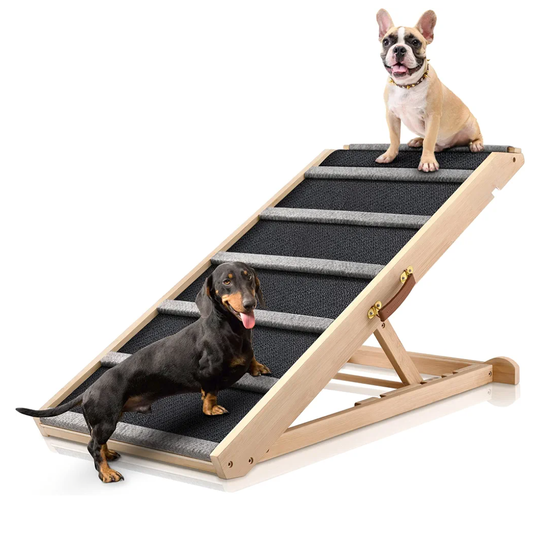 Dog Ramp for Bed - Extra Wide - Excellent Traction, Pet Ramp for Small Large Dogs to Get on Couch Car, Non-Slip Rubber Surface, 17’’W, Hold up to 200lb, Adjustable, Foldable (200LBS)