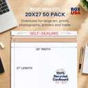 BOX USA Rigid Mailers 20" x 27" (50-Pack) - Cardboard Mailer Envelopes for Large Posters, Presentation Boards, Artwork - Stay Flat, One Size