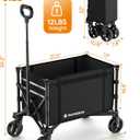 Raynesys 3 in 1 Collapsible Wagon Converts to Bench, 220lbs Foldable Wagon Cart with Wheels, 120L Shopping Cart for Groceries Folding Utility Wagon for Beach, Garden, Camping, Sport, Black
