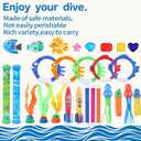 32 Packs Summer Pool Diving Swimming Essentials Water Toys for Kids, Fun Swim Games Sinking Set, Underwater Dive Easter Day Gifts with Storage Bag Include Torpedo Gems Shark Rings Sea Animals