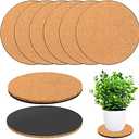 Venyat 6 Pieces Cork Plant Coasters, 4 Inch Cork Plant Mats, Cork Coaster for Planters, Plant Coasters for House Plants Indoors (Nude & Black)