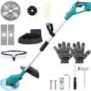 Cordless Weed Wacker for Makita 18V Battery, Electric String Trimmer/Edger Lawn Tool/Brush Cutter with Brushless Motor, Grass Trimmer Kit with Metal Blade & String Line for Garden Yard(Tool Only) (Blue)