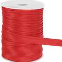 MECCANIXITY Double Fold Bias Tape for Sewing 3/5 Inch x 55 Yards Satin Pre-fold Continuous Binding Tape for Seaming Quilting Hemming Binding DIY Crafts, Bright Red