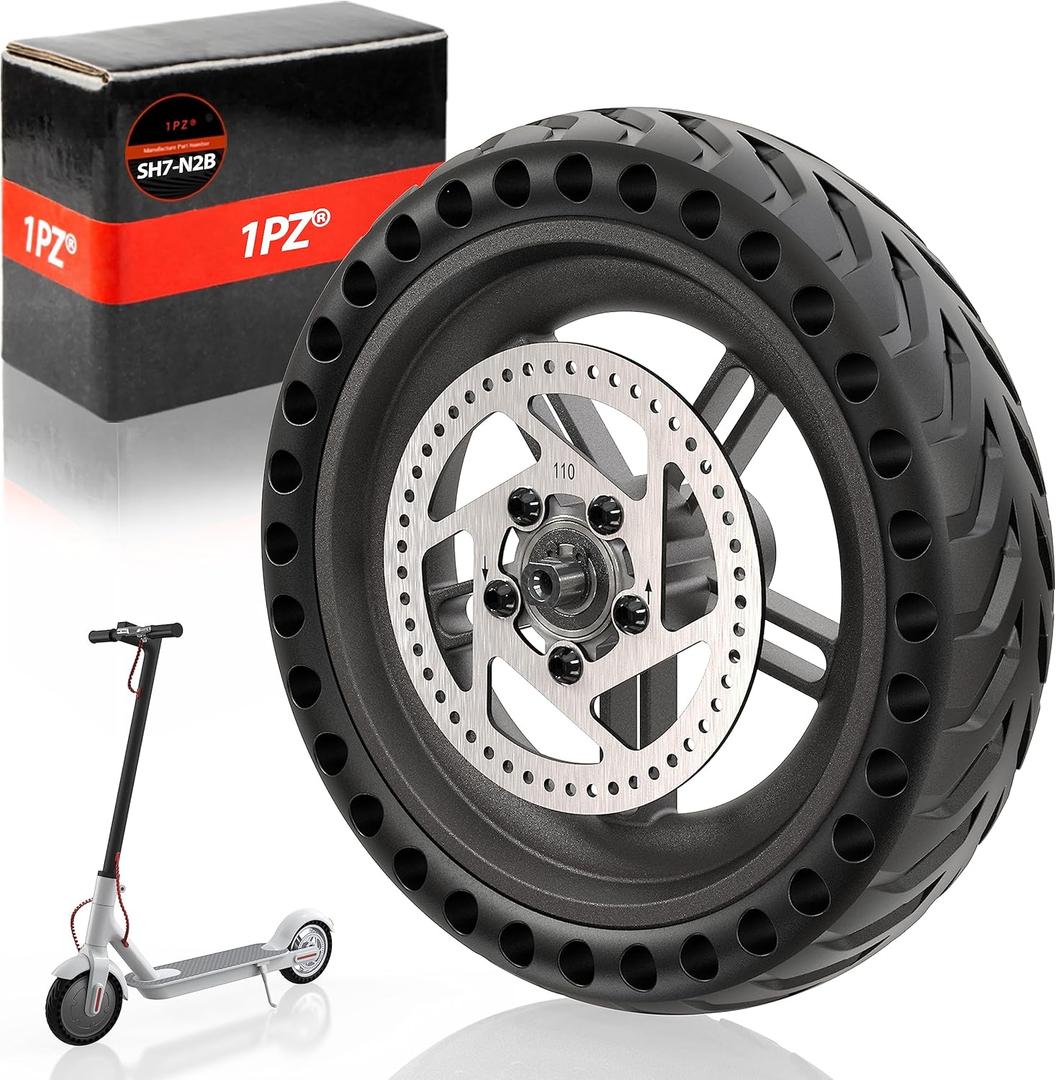 1PZ 8.5 Inch Solid Tire Rear Wheel with 110mm Brake Disk Replacement for Xiaomi M365 Pro Pro2 Mijia1s Gotrax GXL V2 Gotrax XR GL2 Rival APEX MAX Hiboy S2 V2 Electric Scooter