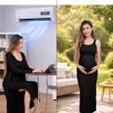 Rnxrbb 2 PCS Spring Summer Maternity Dress Cardigan Set Bodycon Maxi Formal Dresses Boho Baby Shower for Women (Black, M)