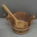 Sauna Bucket and Ladle Set - Handmade from Canadian Red Cedar Wood - Natural Rope Handle - 1 Gallon (4 Liters) Water Capacity