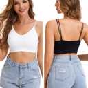 BQTQ 8 Pieces V Neck Bralettes Padded Bralettes for Women with Elastic Straps Seamless Bra (XL)