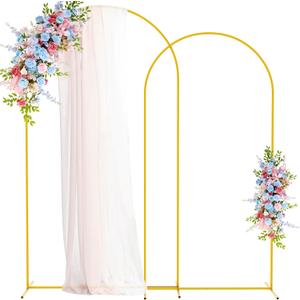 Putros Wedding Arch Stand Gold Metal Arch Stand Set of 2 (7.2FT/6.6FT) Chiara Arched Frame for Birthday Party Baby Shower Ceremony Decoration