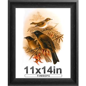 11x14 Picture Frame Black with Black Back Board, Curved Extra Wide Edges, Wooden Vintage Style Picture Frame 11x14 inches for Wall Decor.