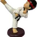 LOGOFUN Karate Boy Ornament Taekwondo Character Doll Karate Taekwondo Figurine Resin Crafts for Office Car Mini Decoration