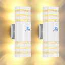 Dusk to Dawn Outdoor Wall Lights Modern Exterior Lighting Fixtures, 2 Pack White Outside Lights for House, Up and Down Porch Lights Outdoor Waterproof Sconces Wall Lighting for Garage Patio