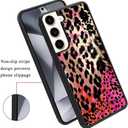 KANGHAR Case Compatible with Samsung Galaxy S24 5G,Black Leopard Design,Tire Texture Non-Slip +Shockproof Rugged TPU Protective Case for Galaxy S24-Pink Leopard