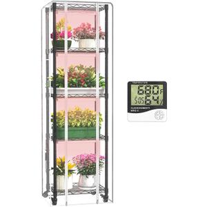 Indoor Greenhouse with Grow Lights,with 40W Full Spectrum Growing Lamps for Seed Starting , 5 Tier 15.7" L11.8" W62.3" H Mini GreenhouseGrow Light Shelf with Tent and Thermometer