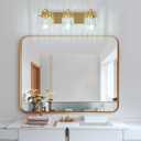 3 Light Crystal Glass Vanity Light, Gold Bathroom Lighting Fixtures Over Mirror Modern Bath Wall Sconce Lighting for Bedroom Living Room