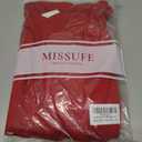 Missufe Women's V Neck Ruffle Short Sleeve Bodycon Summer Casual T Shirt Dress (Red, XL)