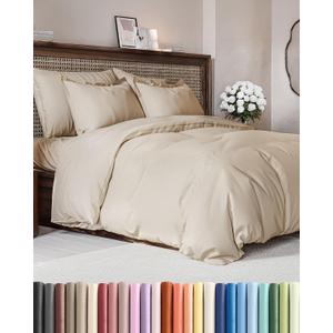 Duvet Cover Queen Size - Extra Soft Queen Size Duvet Cover - Lightweight, Breathable & Cozy - Easy Care & Fade Free with Zipper Closures & Ties - 90" x 90" Inches - (Wheat) Comforter Not Included
