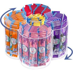 Drink Packet Organizer, 360 Degrees Rotating Acrylic Lazy Susan Organizer for Powdered Drink Mix Powder Packet, Water Flavor Packet Holder for Kitchen Pantry Storage, 5-Section (Flower)