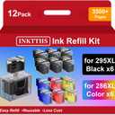 295XL 286XL Ink Refill Kit for Canon 295XL 286XL Ink Cartridges Compatible with Canon 295 286 PG-295XL CL-286XL Work with Pixma TS6520 TS4320 TR7120 (12 Pack, 6BK/2C/2M/2Y) (6 Black 2 Cyan 2 Magenta 2 Yellow)