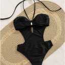 MakeMeChic Women's One Piece Swimsuit Cut Out Halter Open Back Bathing Suit Swimwear (Black, XS)