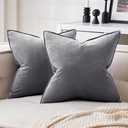 MIULEE Pack of 2 Decorative Velvet Throw Pillow Cover Soft Pillowcase Solid Square Eruo Sham Cushion Case for Sofa Bedroom Car 24x24 Inch Dark Grey