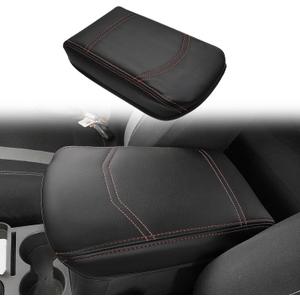 Muslogy Center Console Armrest Cover Fit for Ford Maverick 2022-2025 2026 Accessories, Comfort Armrest Pad Console Lid Cushion Vegan Leather Regular Thick (Black)
