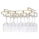 Wine Glass Rack Under Cabinet, Drilling Free No Screw Steamware Holder Under Shelf Metal Wine Glasses Holders 304 Stainless Steel Hanger Storage Organizer Hanging Glass Fit for Bar Kitchen 4 Rows Gold