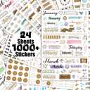 Panelee 24 Sheets Daily Planners - 1000+ Monthly, Weekly Planner Stickers & Accessories for Journaling, Scrapbooking with Date, Number, Weather