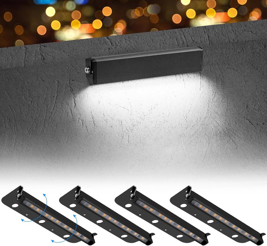 4-Packs 3W 7inch LED Hardscape Paver Lighting,12V AC/DC Low Voltage Retaining Wall Lights,Landscape Lighting,5000K Daylight White Outdoor Step Light,50,000 Hours Lifespan-Black