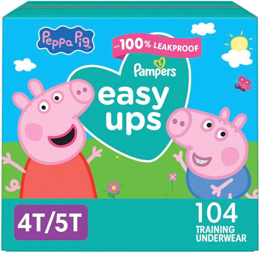 Pampers Training Pants - Easy Ups Girls & Boys - Size 4T-5T, 104 Count, Peppa Pig Potty Underwear 