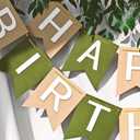 Brown Green Happy Birthday Banner Theme Party Supplies Handmade Pre - Strung Garland Decorations Birthday Tropical Signs Nursery Hanging Decor 13pcs