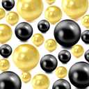 Vase Filler Beads 200PCS Black Gold Floating Bead for Centerpieces Vases Fake Pearl for Floating Candles Wedding Table Birthday Theme Party Home Decor Makeup Brush Beads No Hole 20/14/10mm