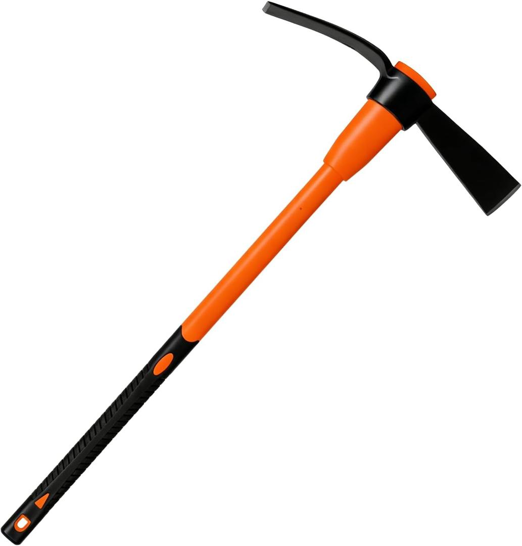 VNIMTI Pickaxe for Digging, Heavy Duty Pick Axe with Fiberglass Handle, 36 Inch Pick Mattock Tool for Soil, Rock and Roots