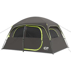 CAMPROS CP Upgraded 6 Person Camping Tents, Waterproof Windproof Family Tent with Larger Mesh Windows & Door, Double Layer, Easy Set Up, All-Season Dome Tent with Top Rainfly & Carry Bag