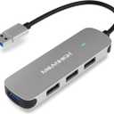 USB Hub 4 Ports, MEANHIGH Multiple USB A 3.0, 2.0 Splitter Portable Adapter for Laptop, Plug and Play Mini USB Extender for PC, Flash Drive, Mobile HDD