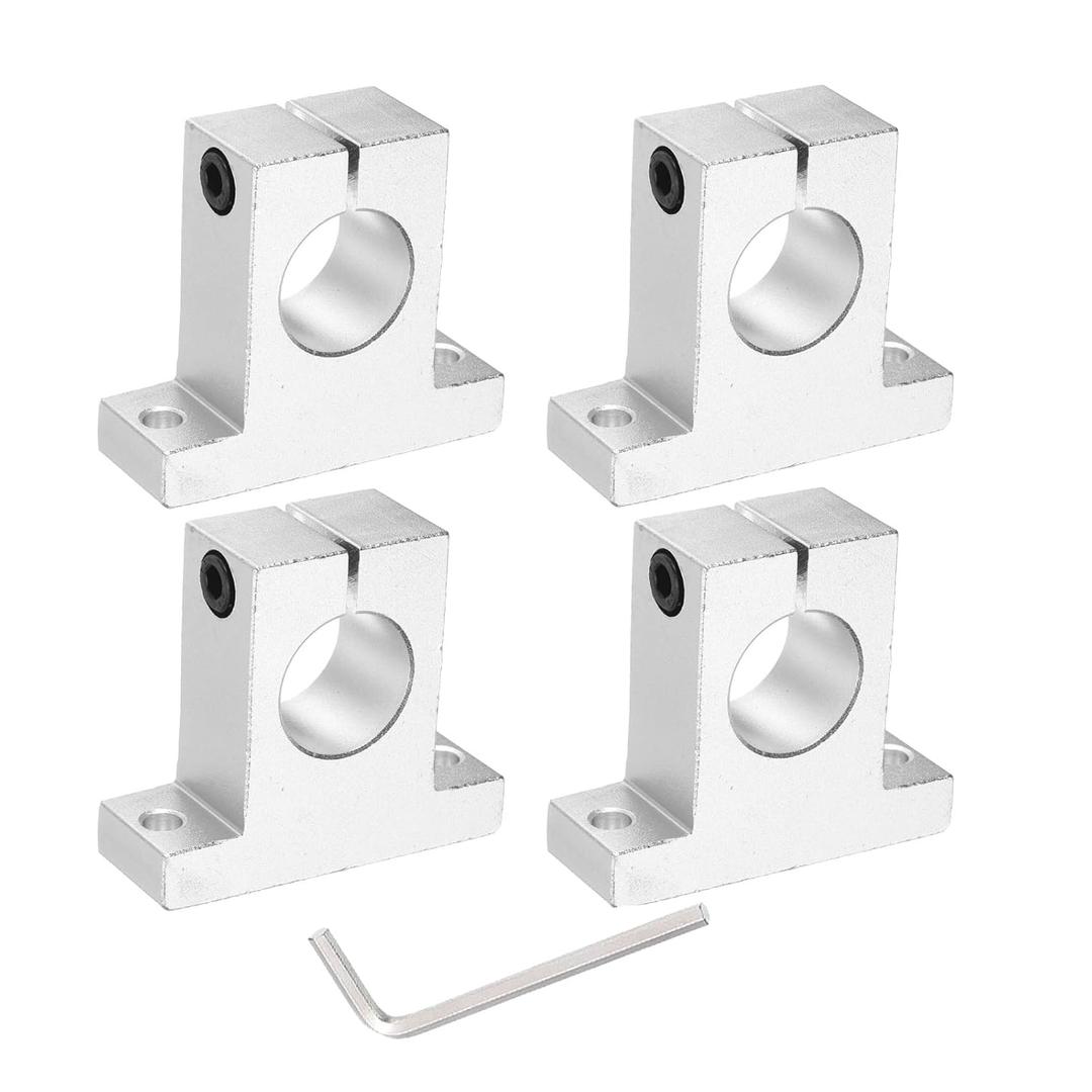 4 x uxcell 4pcs SK25 Aluminum Linear Rod Rail Shaft Support for 25mm Diameter Shaft, Linear Motion Rail Guides Mounting Bracket with Wrench for CNC Machine, 3D Printer, Automation Equipment