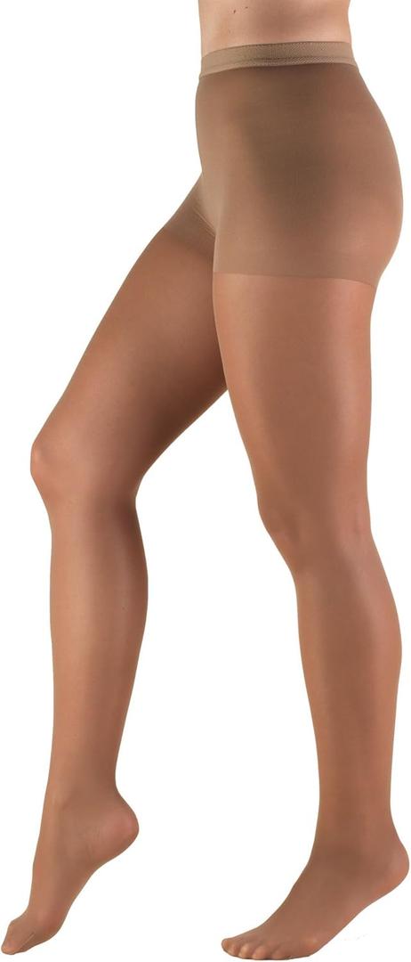 Truform Sheer Compression Pantyhose, 8-15 mmHg, Women's Shaping Tights, 20 Denier, Taupe, X-Tall