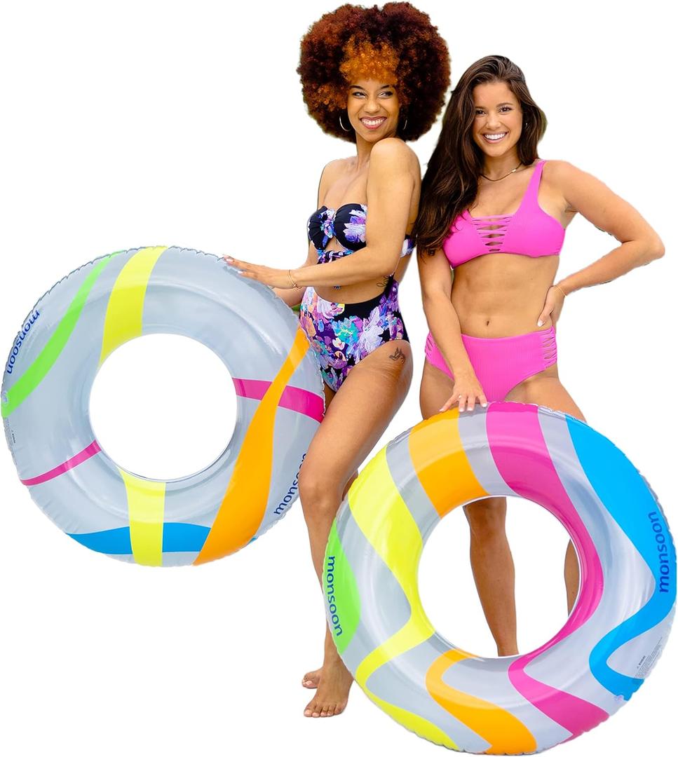 Monsoon [Citrus] 2-Pack Luxury Pool Floats Swimming Float Beach Tube Floaties Ring Tubes (PRIDE)