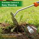 2 x Manual Weed Puller Tool, 4 Teeth Heavy-Duty Manganese Steel Weeding Tool, Rust-Proof Stainless Steel Garden Weeder, Ergonomic Handle Portable Weed Remover for Lawn, Farm, Vegetable & Flower Gardening