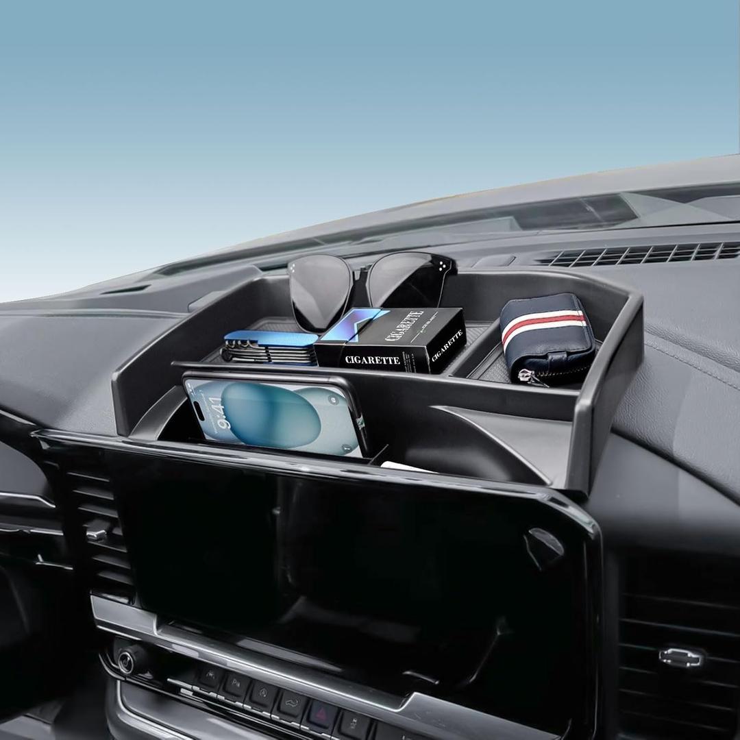 EDBETOS Dashboard Organizer Tray Compatible with 2022-2026 Chevy Silverado/GMC Sierra 1500, (2024-2026) 2500HD/3500HD Accessories Behind Screen Dash Storage Console Insert for 13.4-inch Screen Only
