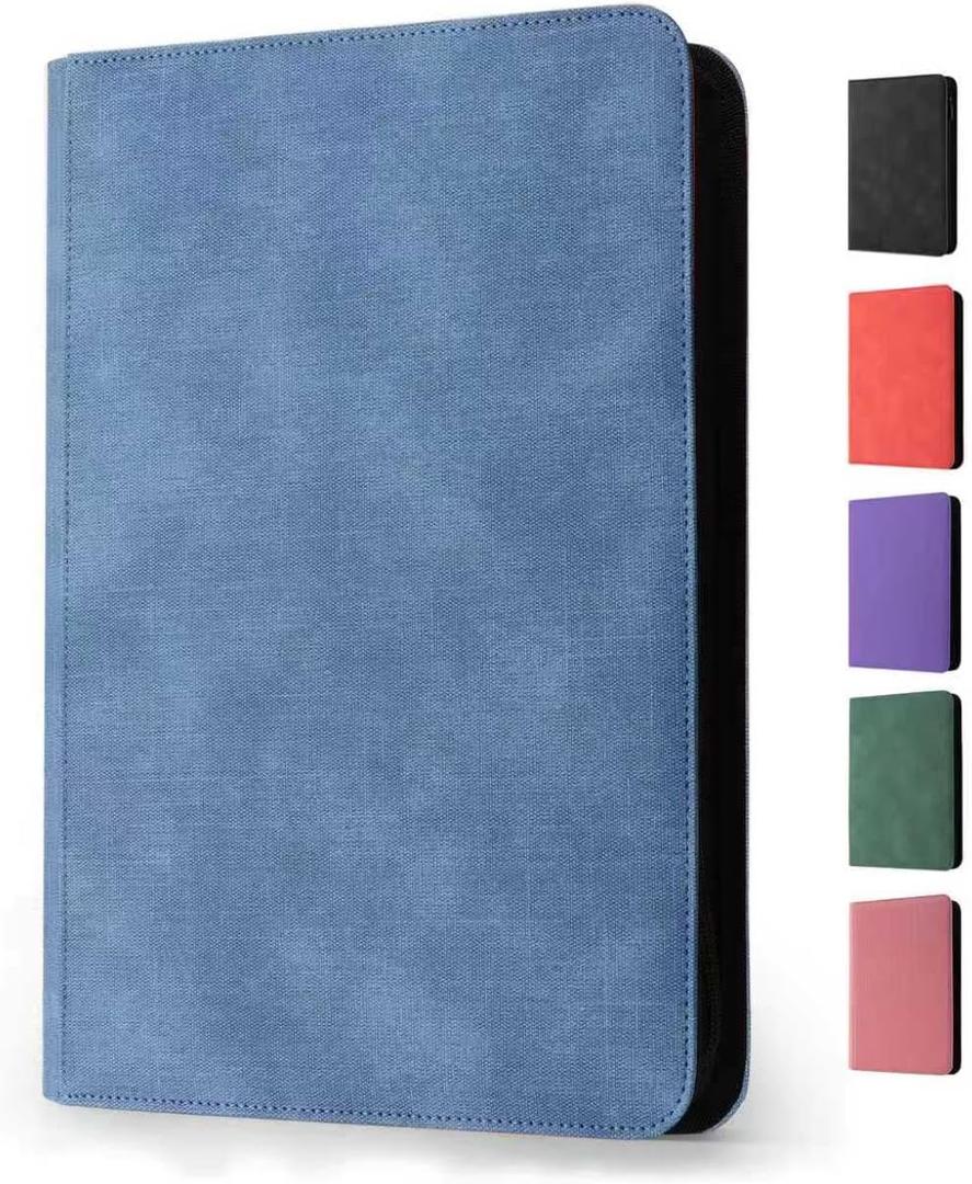 Trading Card Binder 9 Pocket - Premium Card Collection Binder for 360 Cards, Durable Side-Loading Card Album with Zipper, Perfect for TCG, MTG, and Sports Cards, Blue