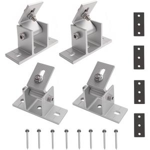 4 Pack Adjustable Solar Panel Tilt Mount Bracket Base, Tilt Angle 10-60 Flat Roof Mount Holder, RV Solar Panel Mounts Clamp Roof Stand