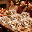 Vesici 153 Pieces Small Charcuterie Boxes with Clear Lids 4.72 Inch Kraft Paper Mini Charcuterie Box, 2 oz Plastic Containers for Dessert Sauce Sandwich Cookie Sushi Cake Slice Strawberries